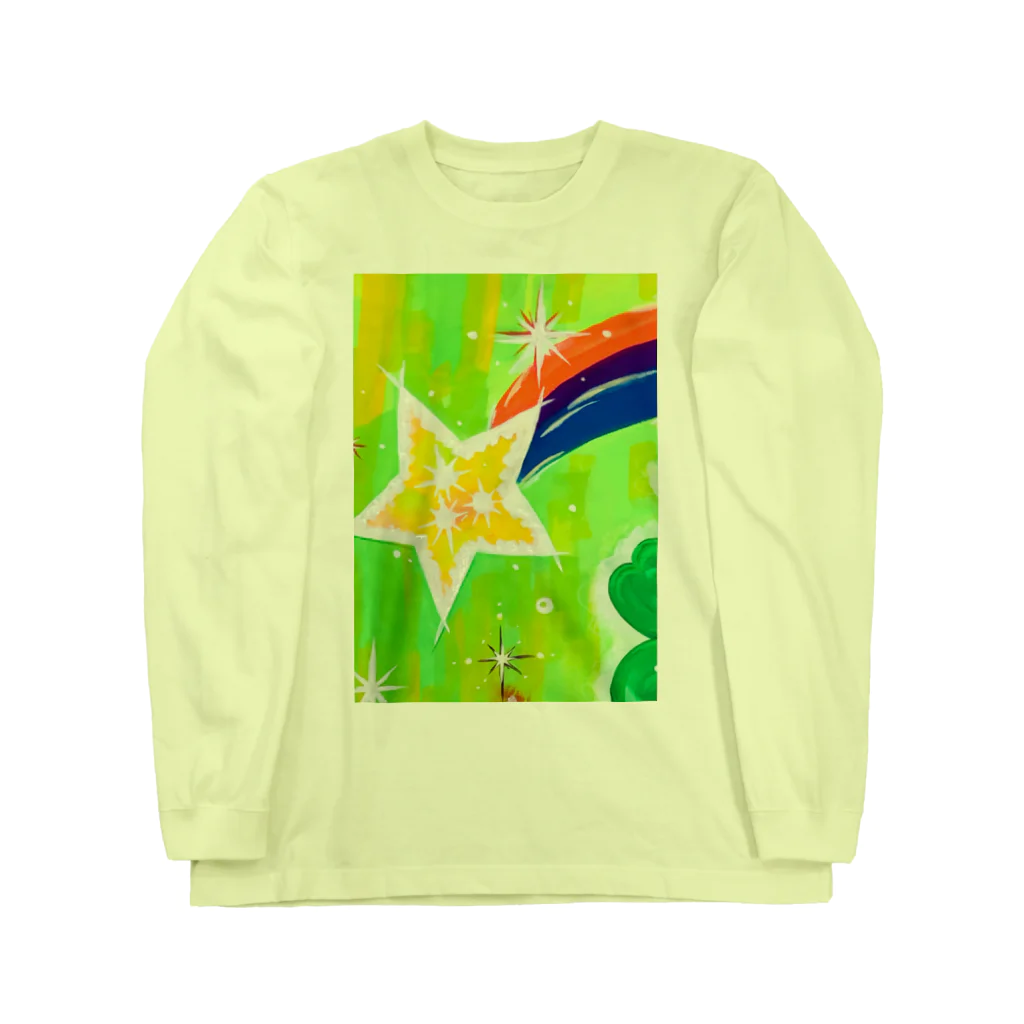 🐶シュナといろいろ🎨の流れ星　(グリーン) Long Sleeve T-Shirt