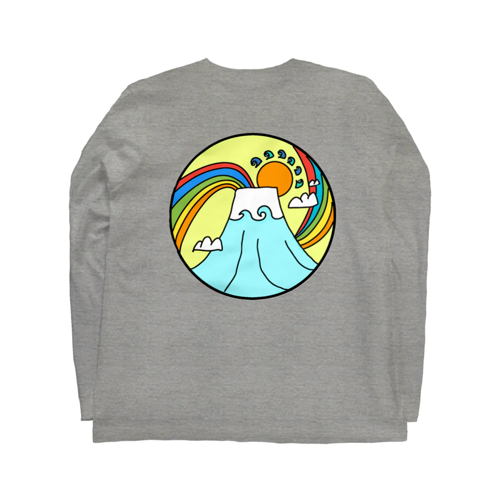 aloha_world_in_circleのjapan mount Fuji rainbow ロングスリーブTシャツの裏面