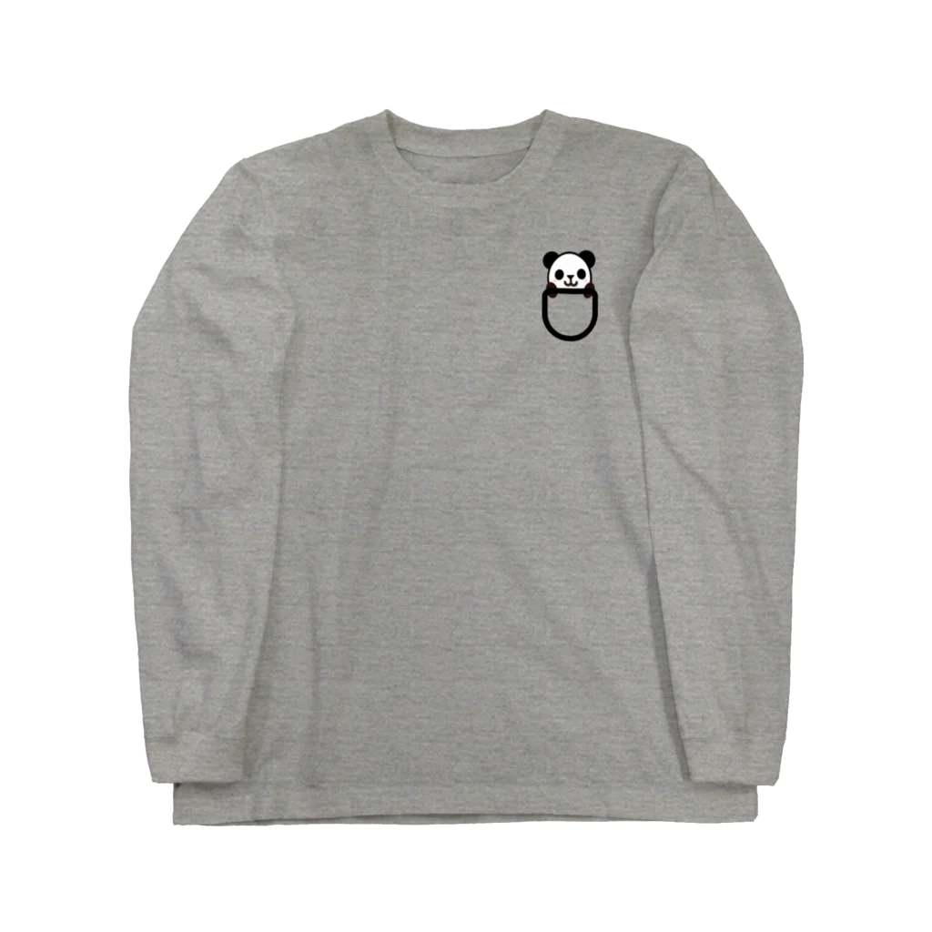 えいこせんせいの「にこにこパンダ」のくっきりポケットにこにこパンダ Long Sleeve T-Shirt