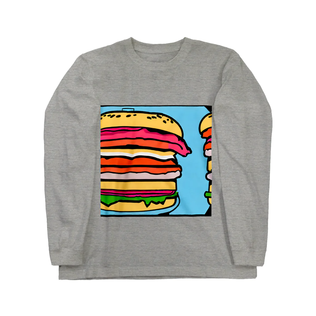 TokyoFridayNightの水色のハンバーガー屋さん Long Sleeve T-Shirt