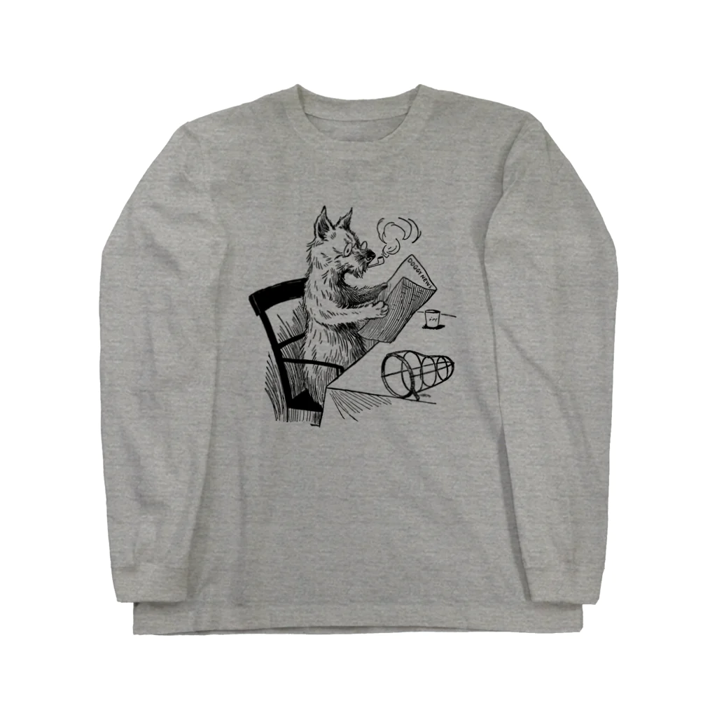 古書　天牛書店の新聞を読む犬 ＜ルイス・ウェイン＞ Long Sleeve T-Shirt