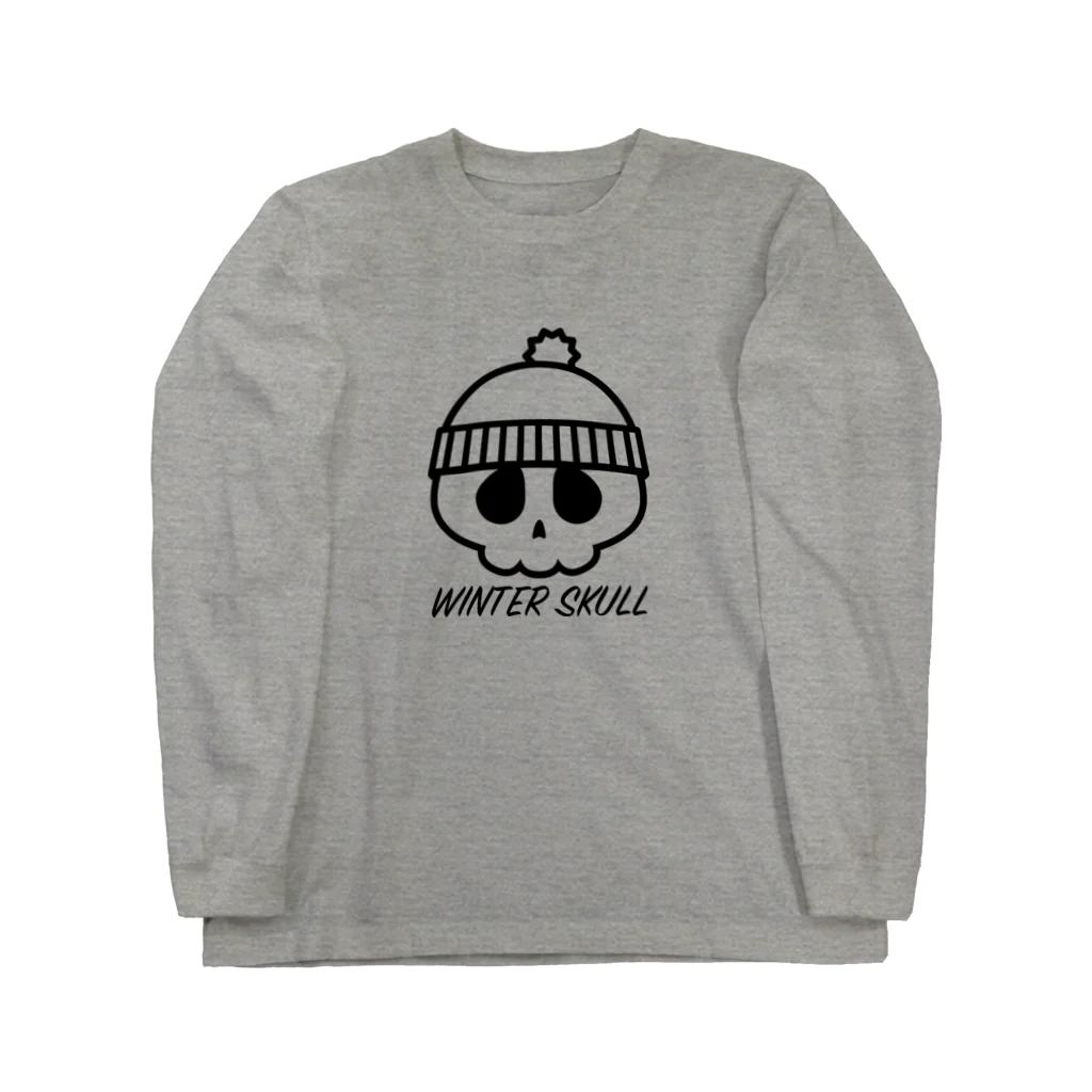 QUQU_WORKSのウィンタースカル ニットキャップドクロ ブラック Long Sleeve T-Shirt