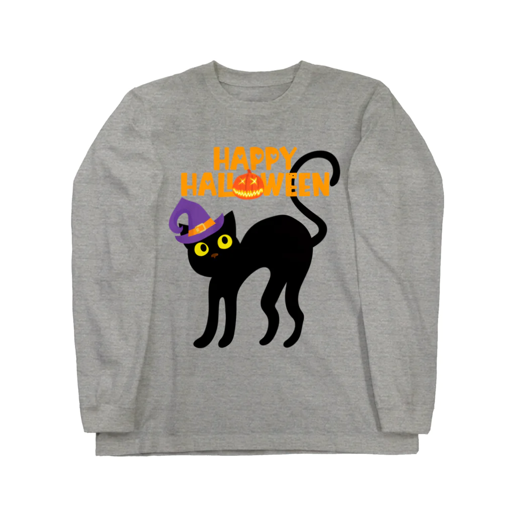 ねこふんじゃダメの魔女っ子猫のハッピーハロウィン ロングスリーブTシャツ