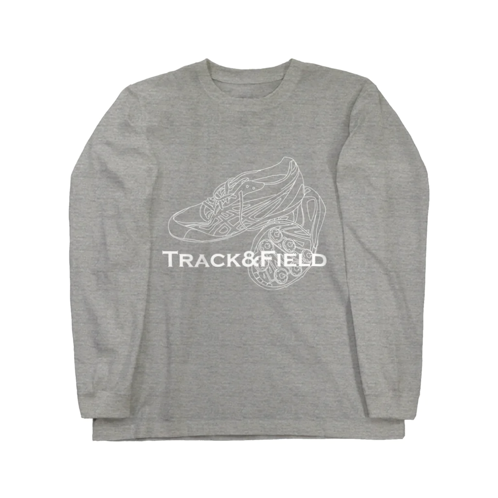 Loysa_SuunnitteluのTrack&Fierld_White Line.ver ロングスリーブTシャツ