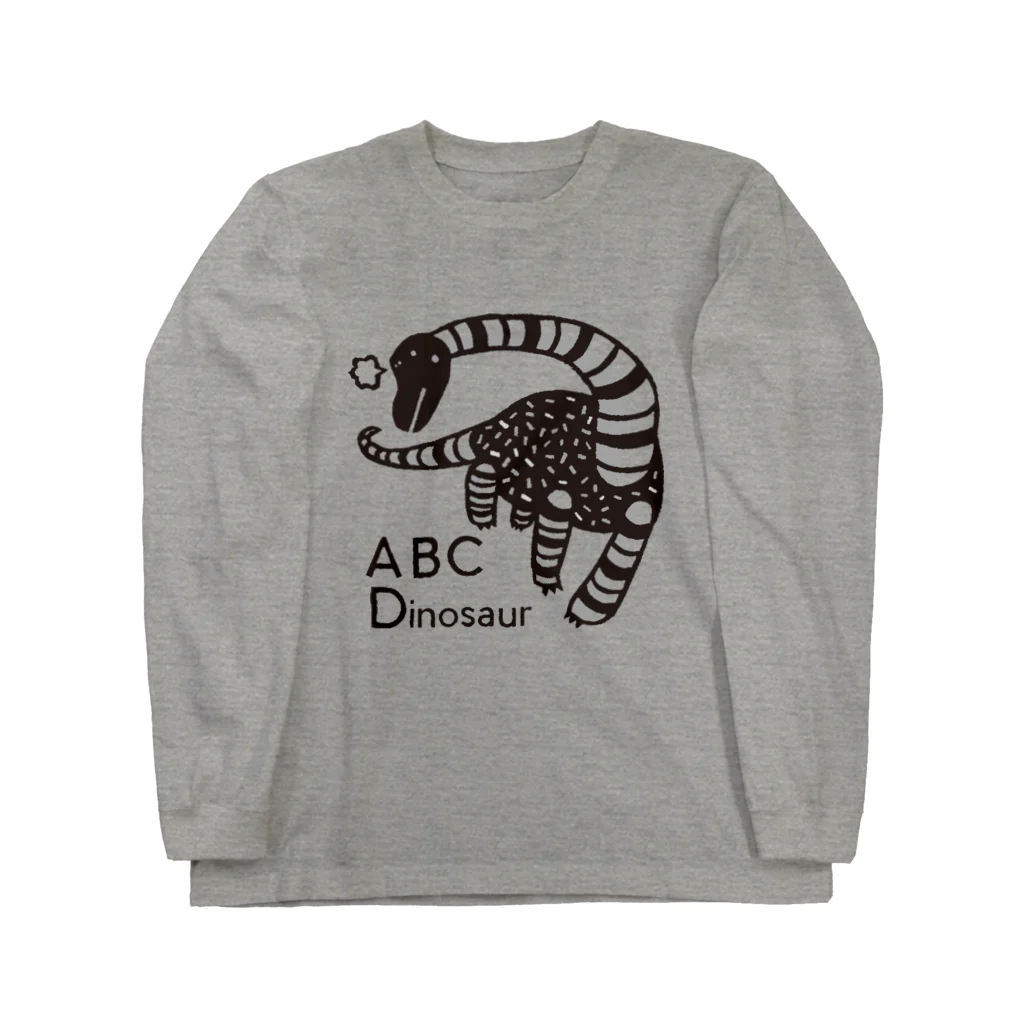 ABC Dinosaur グッズショップのブラキオサウルス　モノクロ Long Sleeve T-Shirt