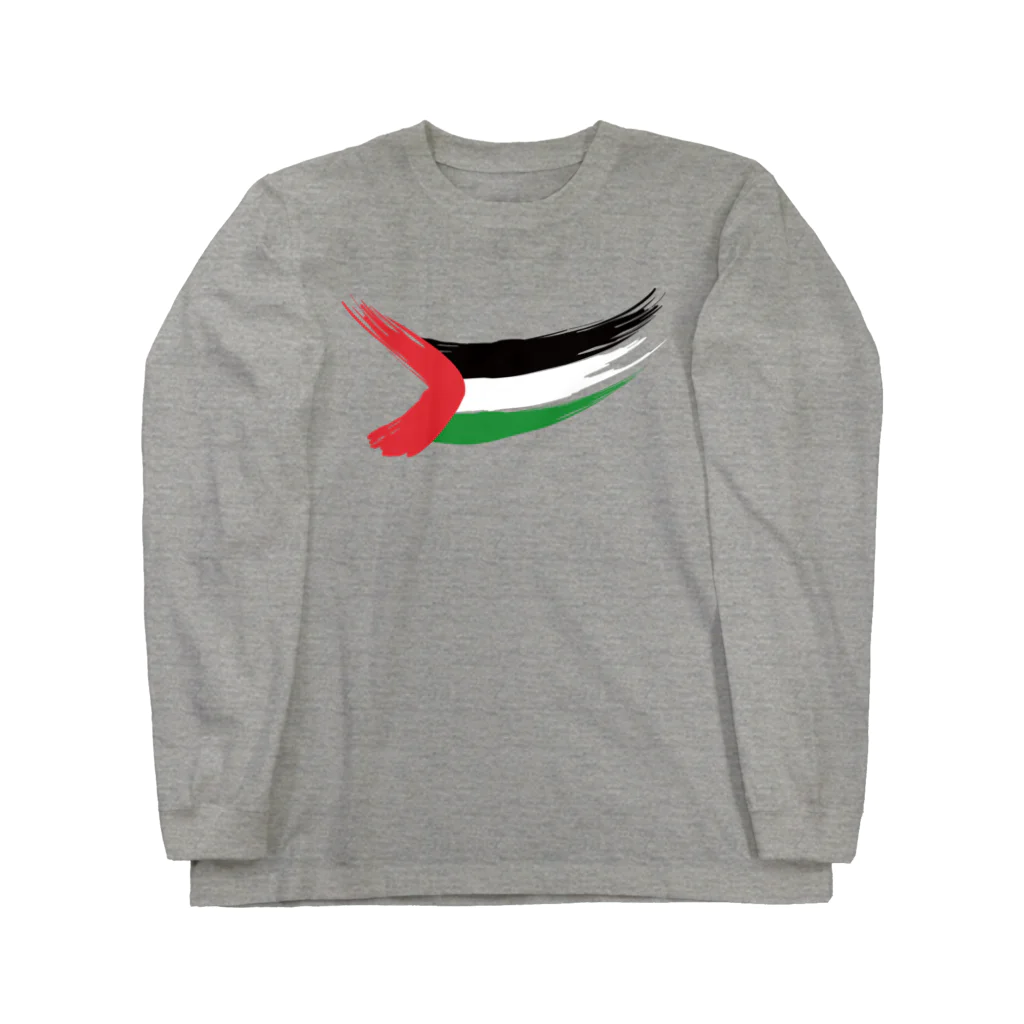 松や SUZURI店のPALESTINE FLAG Long Sleeve T-Shirt