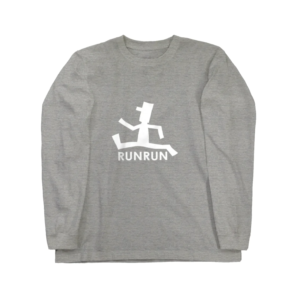 おしゃれなロゴT-utaneの楽しく走るRUNRUN white Long Sleeve T-Shirt