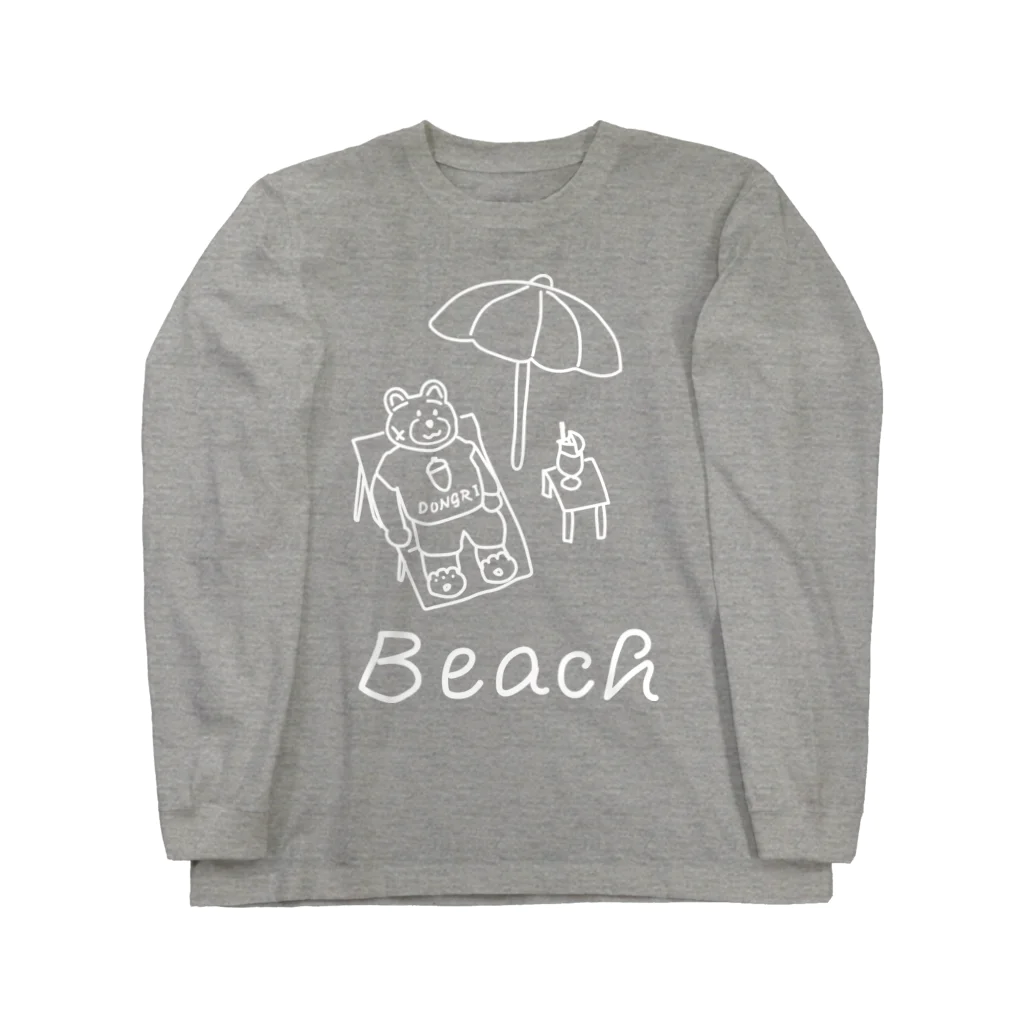 Piroshiki9のビーチで休むクマ ロングスリーブTシャツ