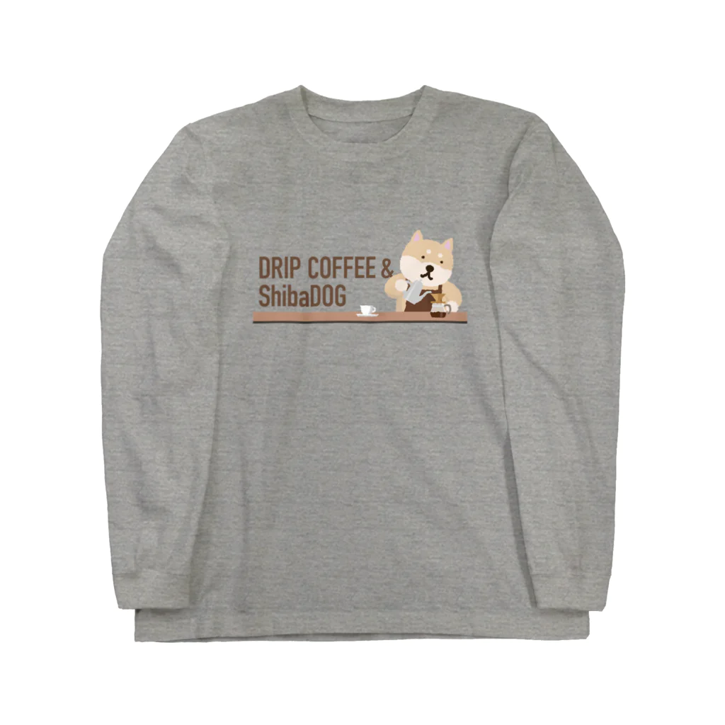 しばじるしデザインのDRIP COFFEE & ShibaDOG Long Sleeve T-Shirt