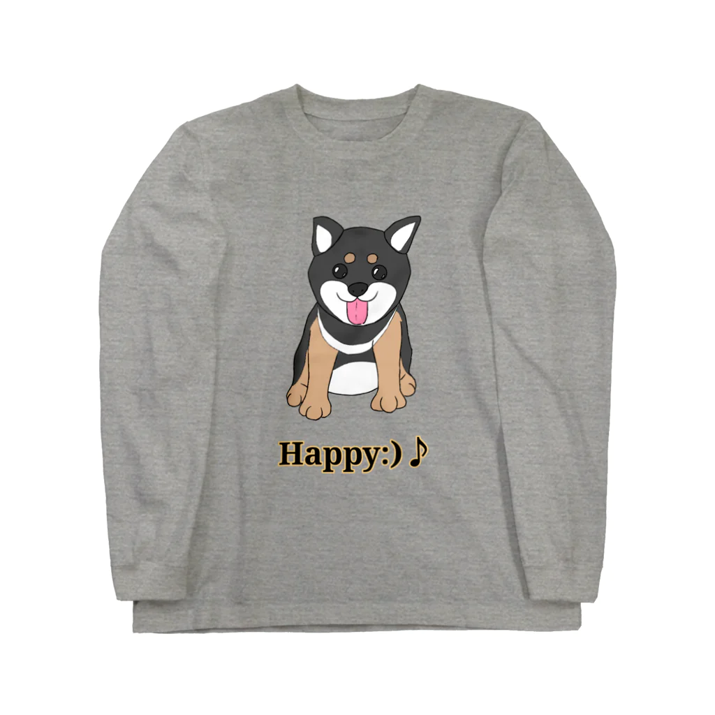 Lily bird（リリーバード）のうるうる黒柴犬ちゃん 英語ロゴ Long Sleeve T-Shirt