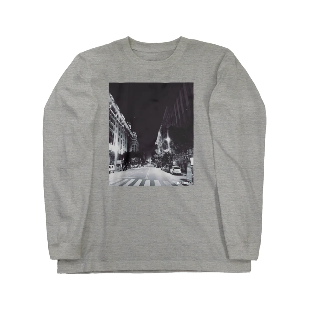 mdkBsAsのPicT BsAsの夜 Diagonal Norte Long Sleeve T-Shirt