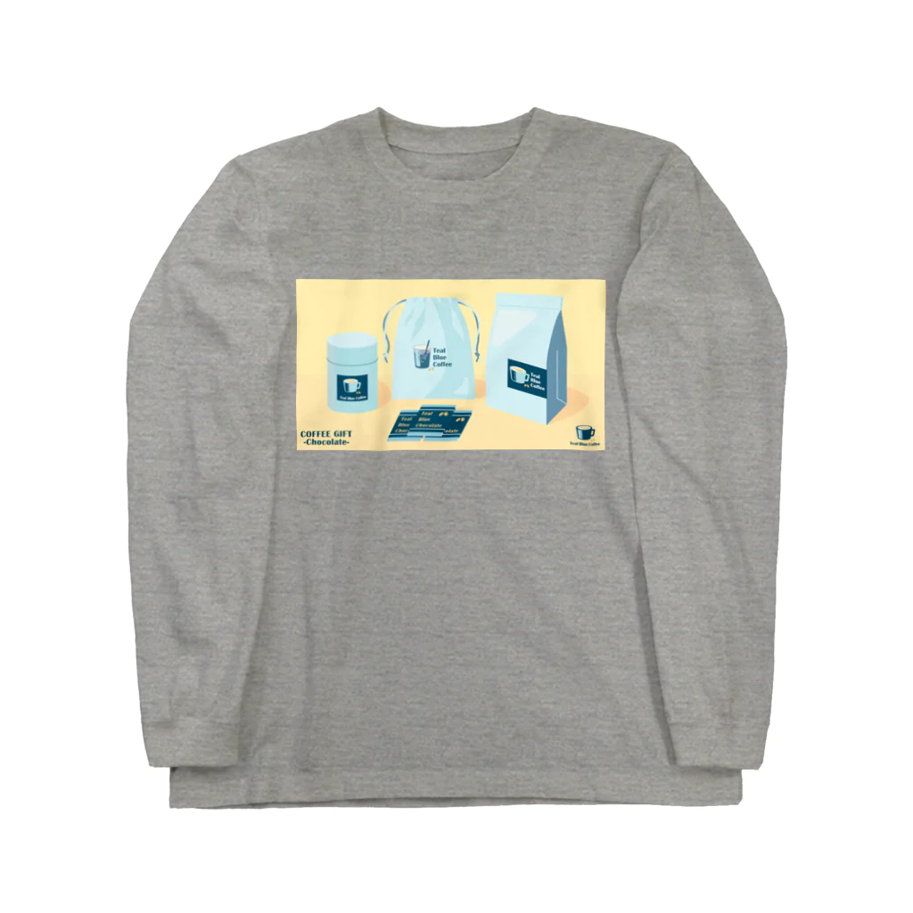 Teal Blue CoffeeのCOFFEE GIFT -Chocolate- YELLOW Ver. ロングスリーブTシャツ