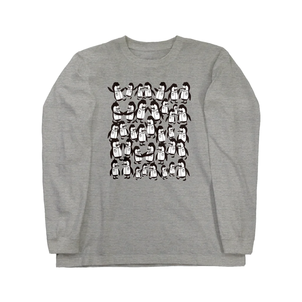 ロゴTシャツのひよこ堂のペンギン PENGUIN 集合プリント Long Sleeve T-Shirt