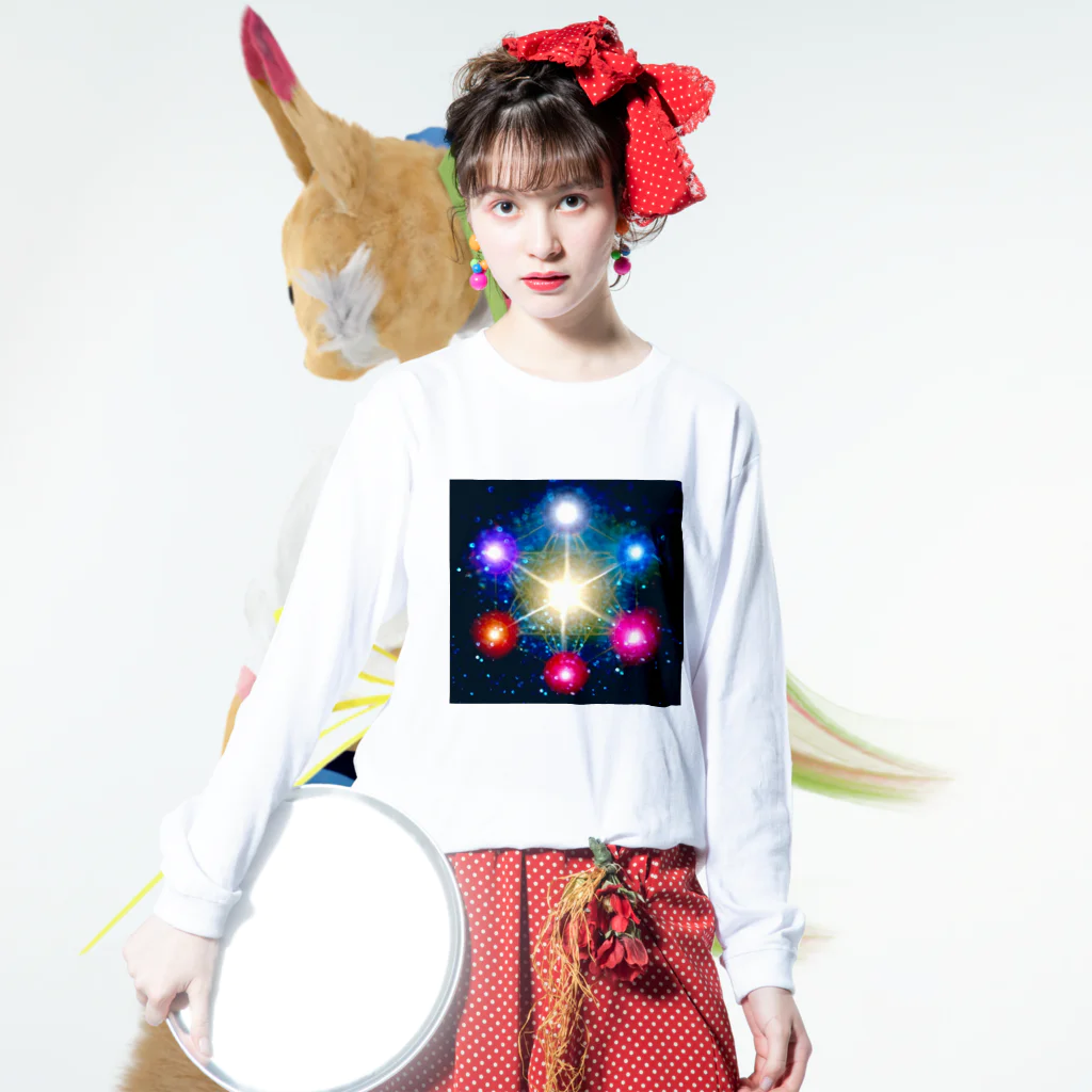 紫園+sion+(麗舞+reybu+)の🔯七星陣🌈インディゴ💙 ロングスリーブTシャツの着用イメージ(表面)