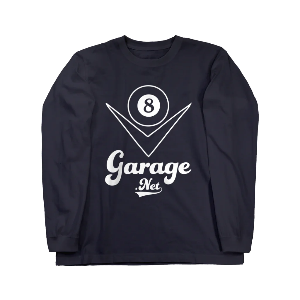 8garage SUZURI SHOPの8garageロゴ V8 White ロングスリーブTシャツ