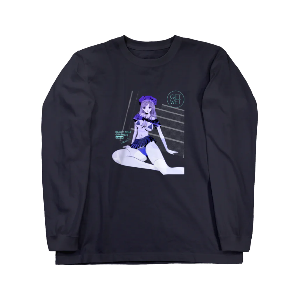 loveclonesのGET WET セーラーガール マリンブルー Long Sleeve T-Shirt