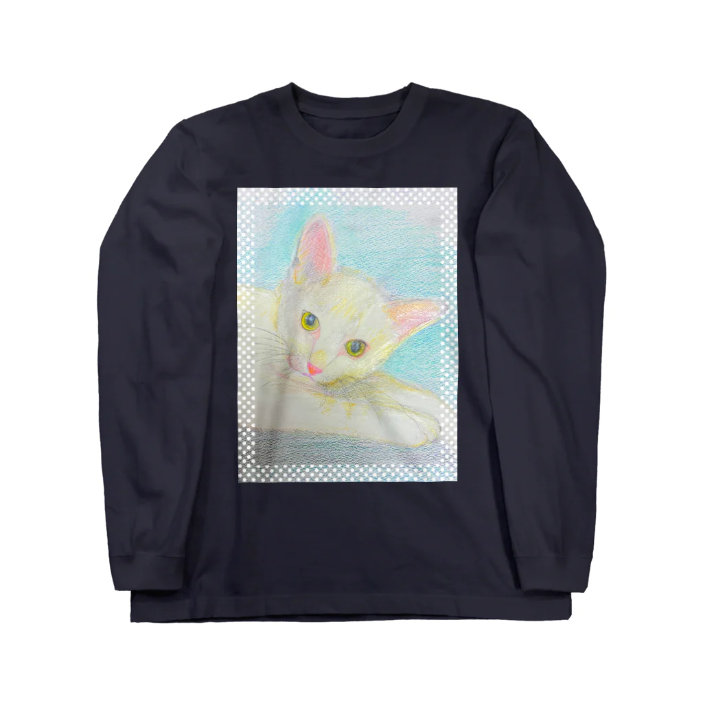 ☆あゆ ころ たろの☆ ハッピーライフの猫イラスト ロングスリーブTシャツ