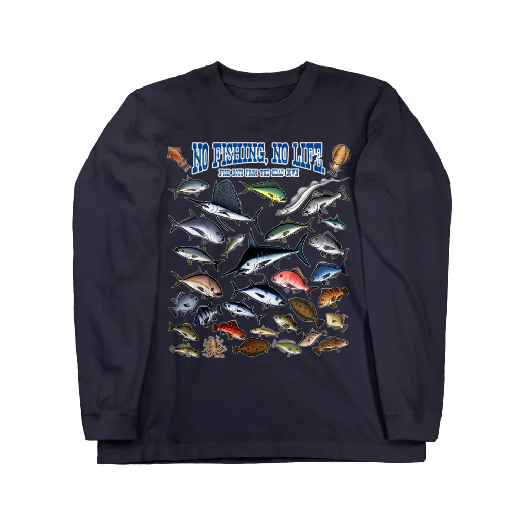 猫と釣り人のSaltwater fish_3CW ロングスリーブTシャツ