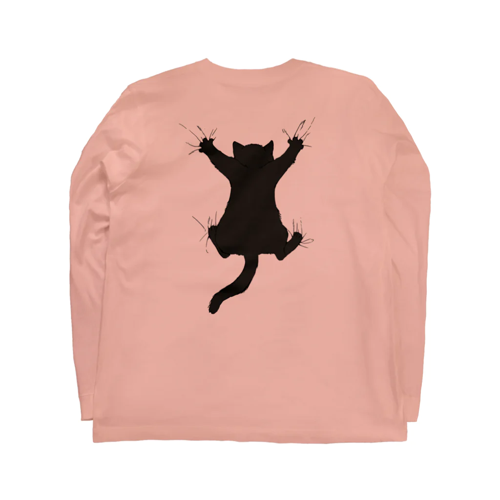 あふぐろ屋のひっつき黒猫（背面プリントのみVer.） Long Sleeve T-Shirt :back