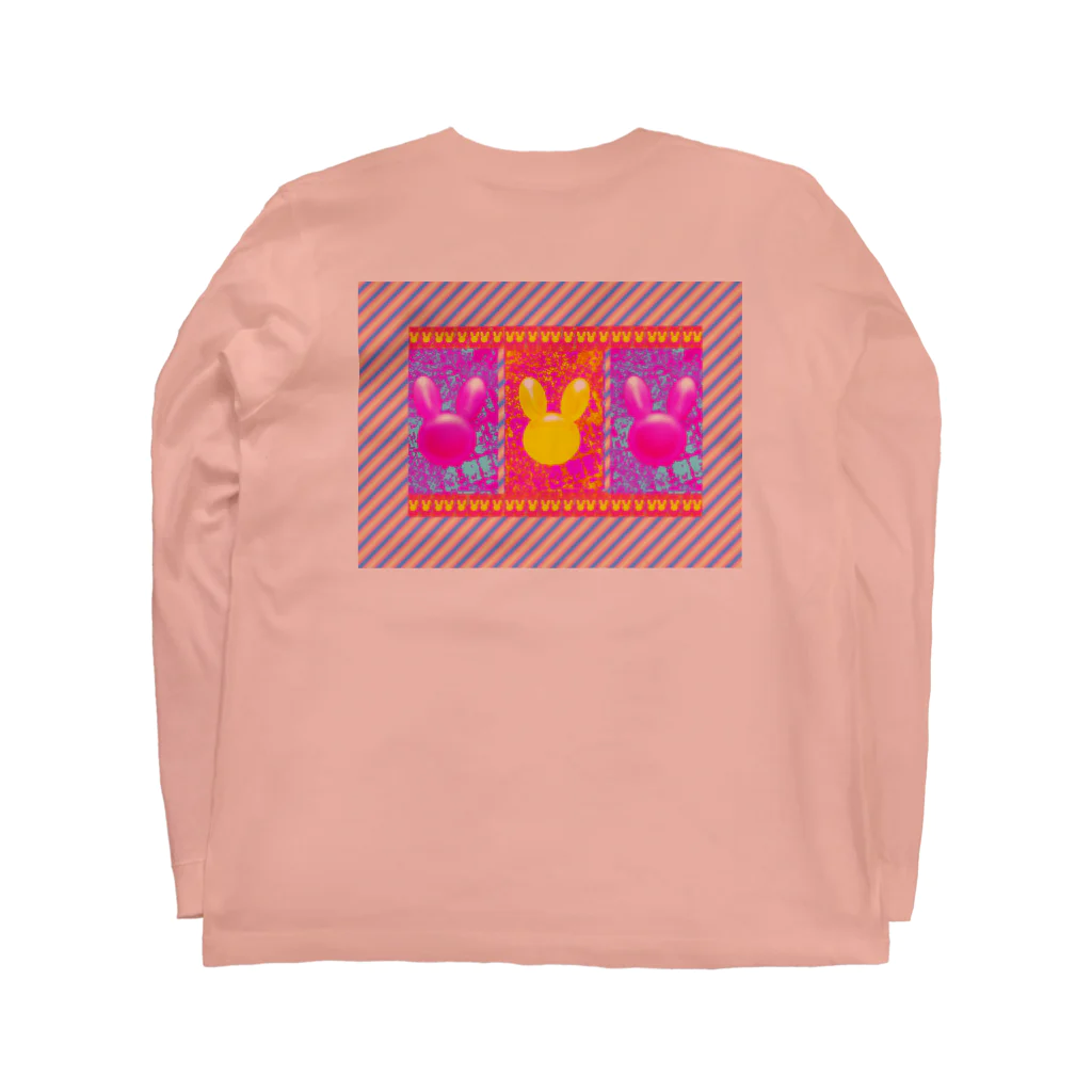 ✨🌈✨ユラクラカン🇯🇵 ✨🌈✨のつよつよ！ピンクのうさぎさん！ Long Sleeve T-Shirt :back