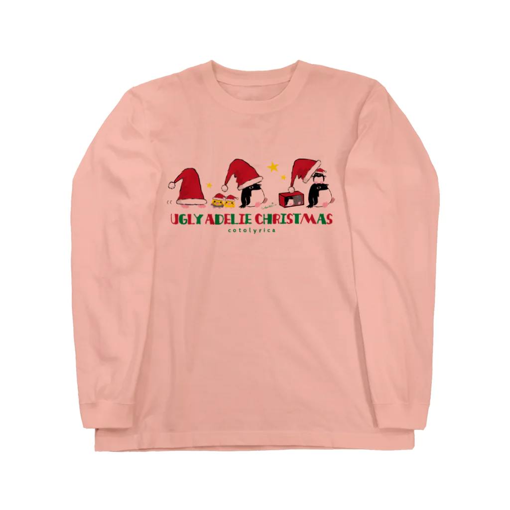 LittleLoroのUGLY ADELIE CHIRISTMAS 0586 アデリーペンギン サンタ帽子 横並び Long Sleeve T-Shirt