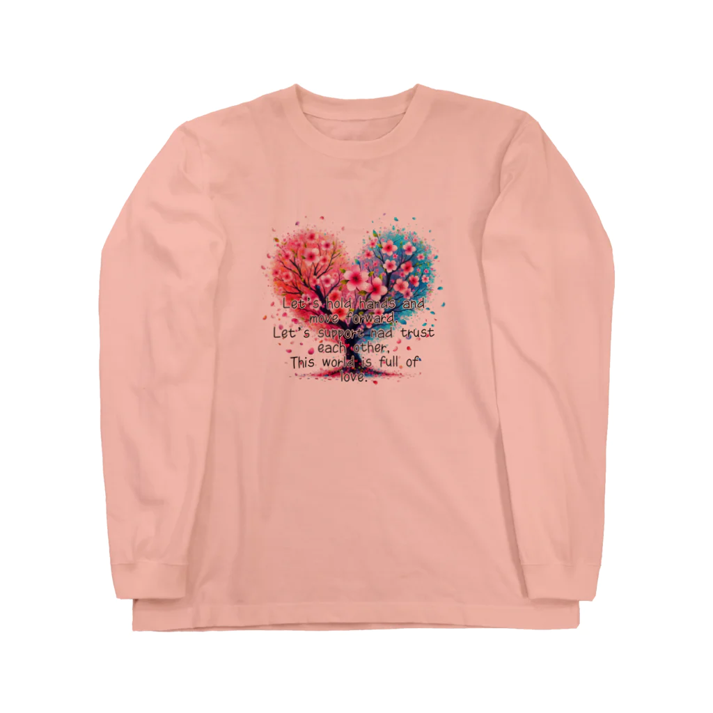 Chika-Tataのサクラとハート Long Sleeve T-Shirt