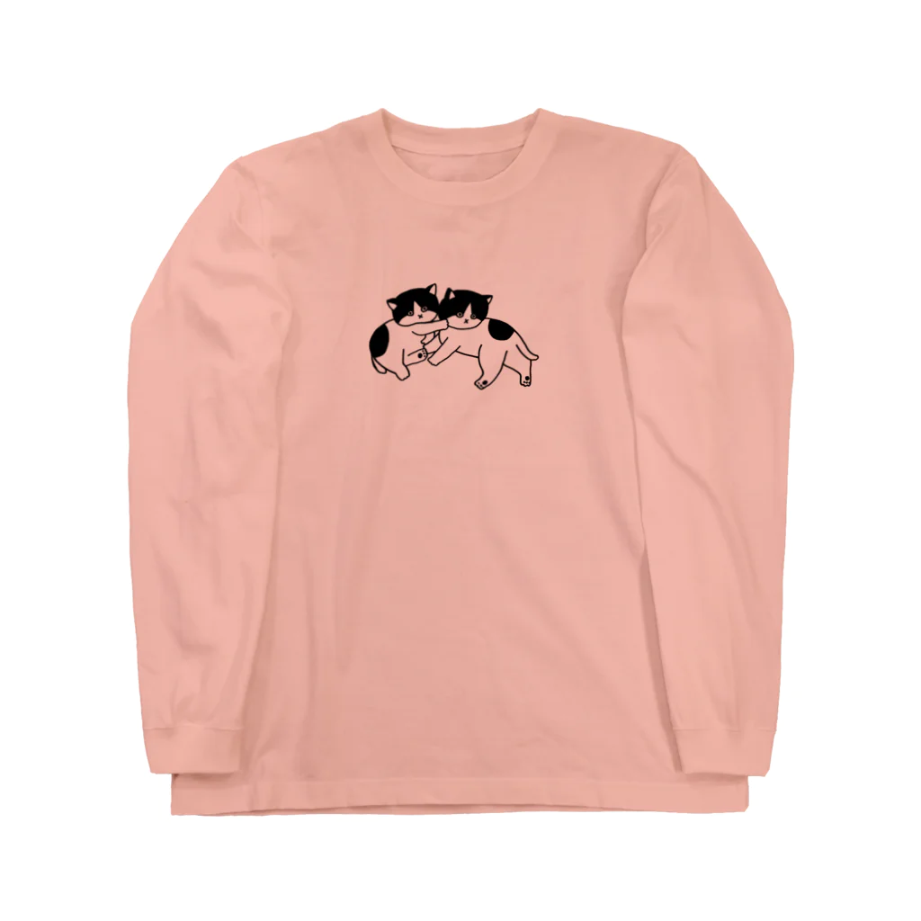 とつこまのお店屋さんの虚無猫の双子（じゃれ合い）（線画） Long Sleeve T-Shirt