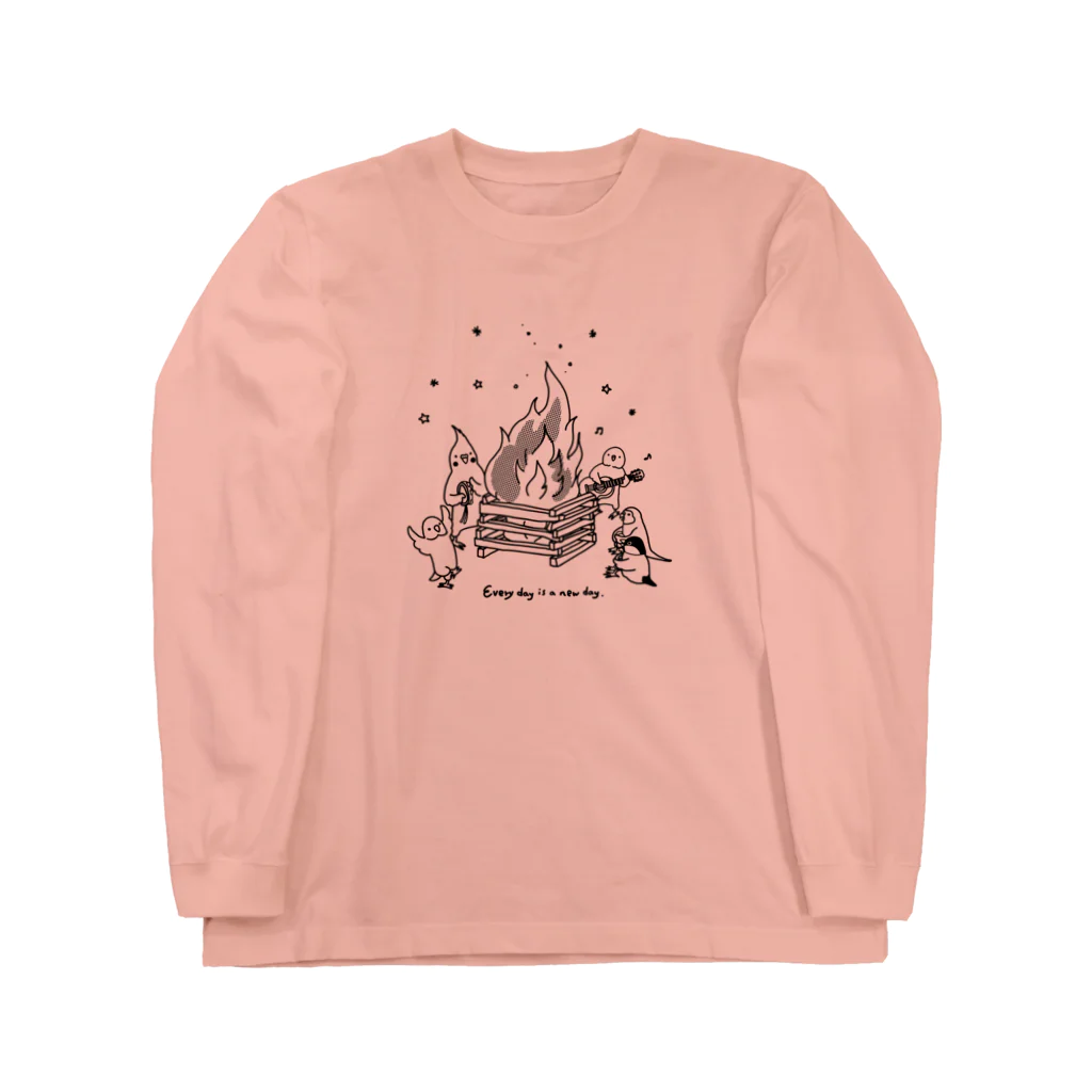 オグチヨーコのインコさんとキャンプファイヤー Long Sleeve T-Shirt