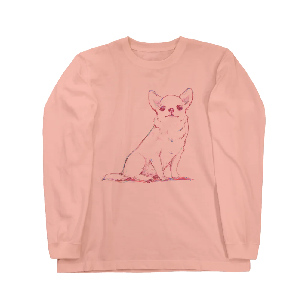 ぎーのの白いチワワ・赤 Long Sleeve T-Shirt