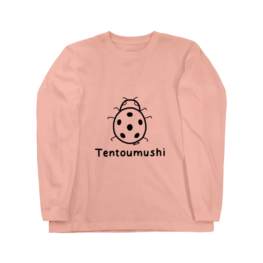 MrKShirtsのTentoumushi (てんとう虫) 黒デザイン ロングスリーブTシャツ