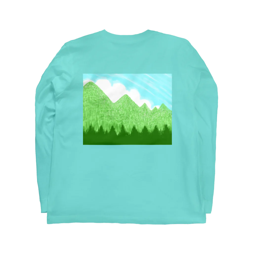 ✨🌈✨ユラクラカン🇯🇵 ✨🌈✨の☁️青空と雲☁️と青い山脈🗻ズ ロングスリーブTシャツの裏面