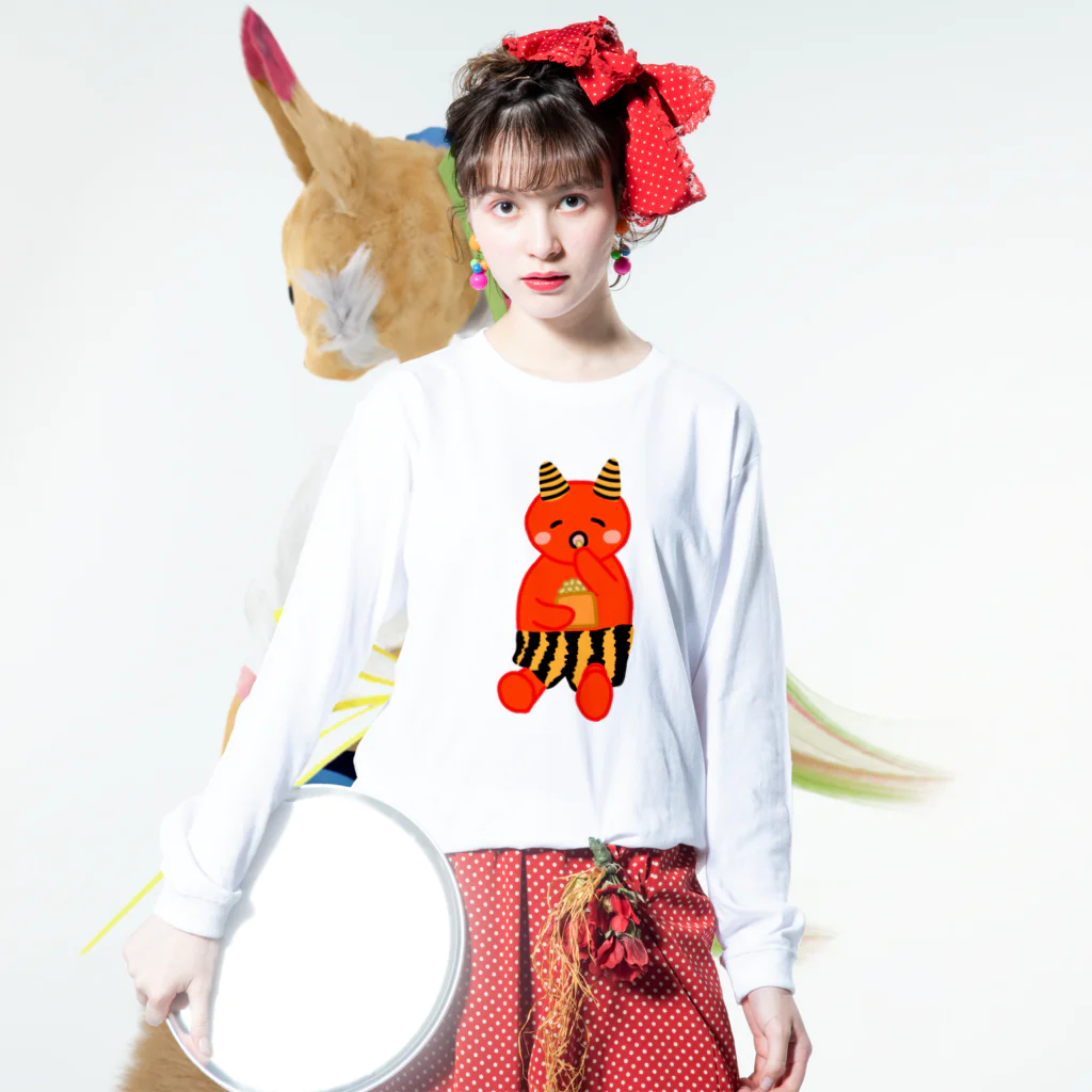 Lily bird（リリーバード）の可愛い赤鬼ちゃん① Long Sleeve T-Shirt :model wear (front)