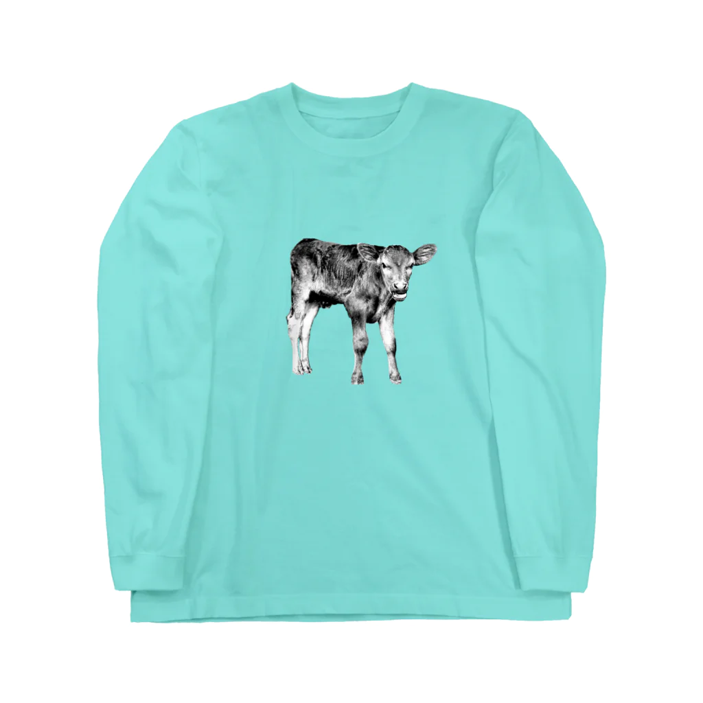 Happy cows♪のHappy cows♪ モノクロphoto ver. ロングスリーブTシャツ