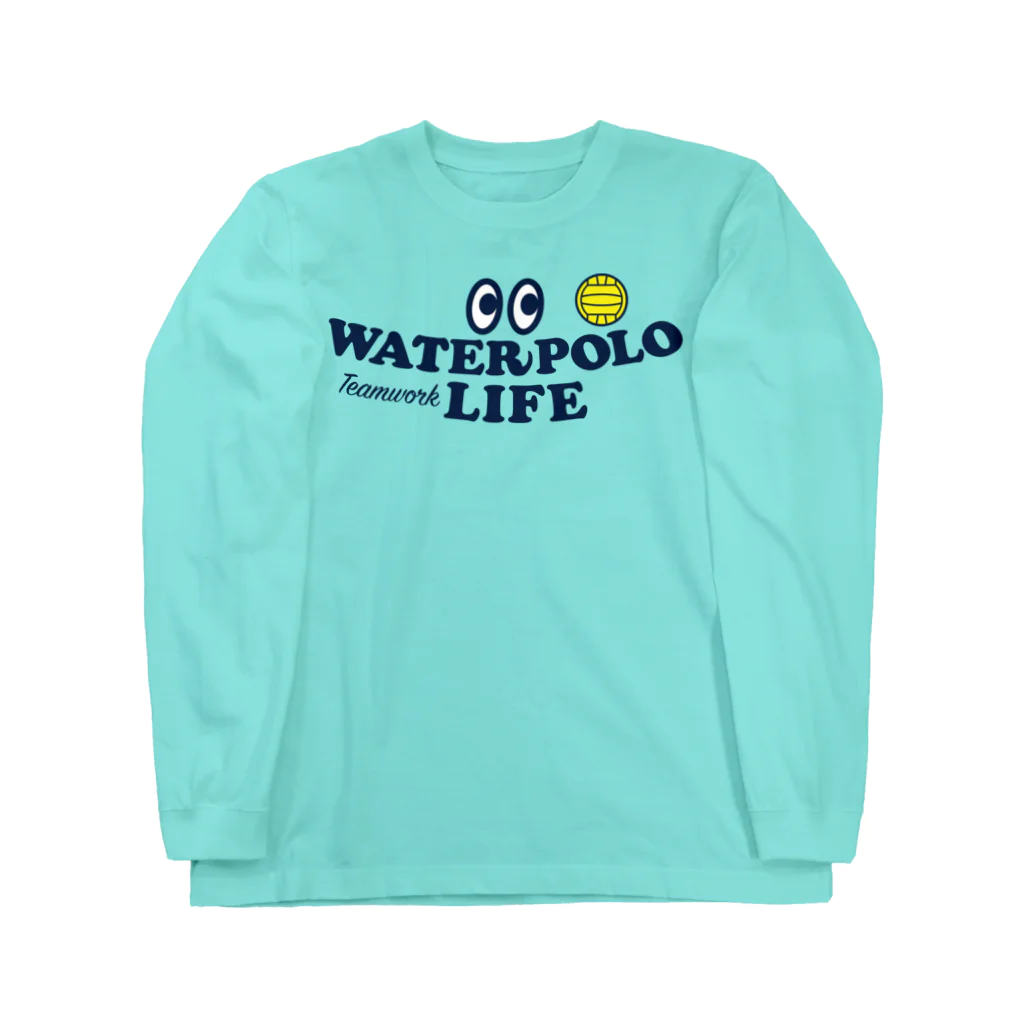 sports_tower スポーツタワーの水球・目玉・すいきゅう・WATER POLO・デザイン・Tシャツ・かっこいい・かわいい・男子・女子・ボール・スポーツ・巻き足・ハンドリング・出足・ドリブル・リターン・ワンタッチシュート・チームワーク ロングスリーブTシャツ