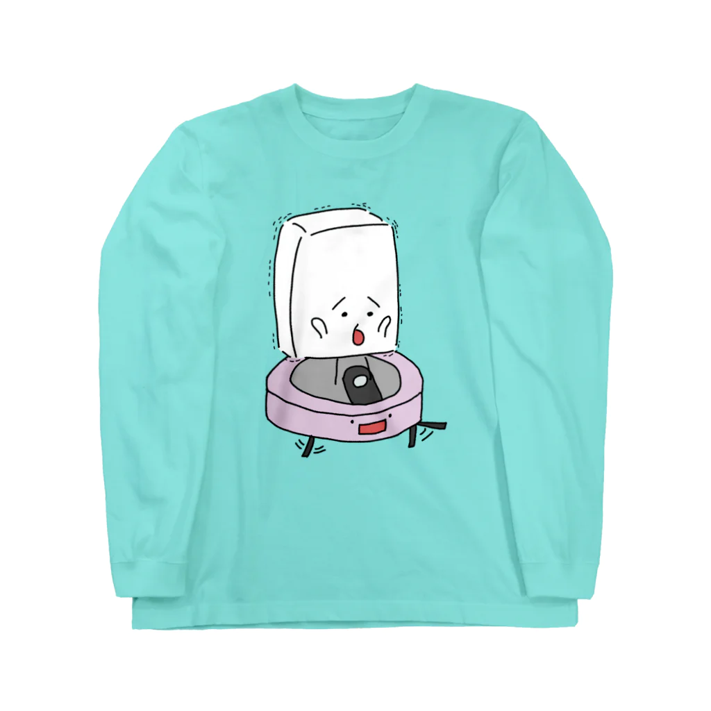 おとうふくんのロボット掃除機とおとうふくん ロングスリーブTシャツ