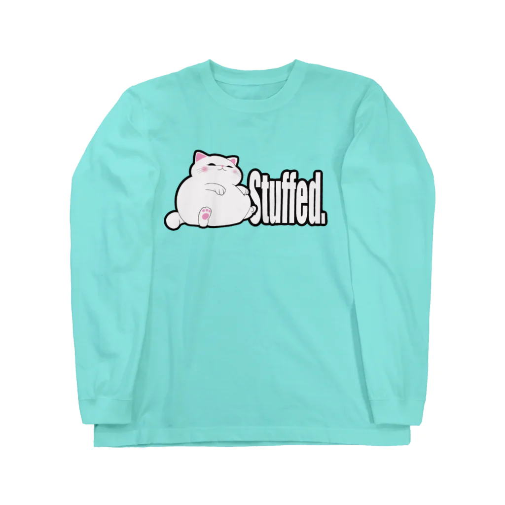 TMJ worksのぐうたら白猫。stuffed. ロングスリーブTシャツ