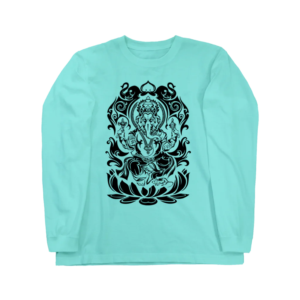 TurkeysDesignのトライバルガネーシャ Long Sleeve T-Shirt