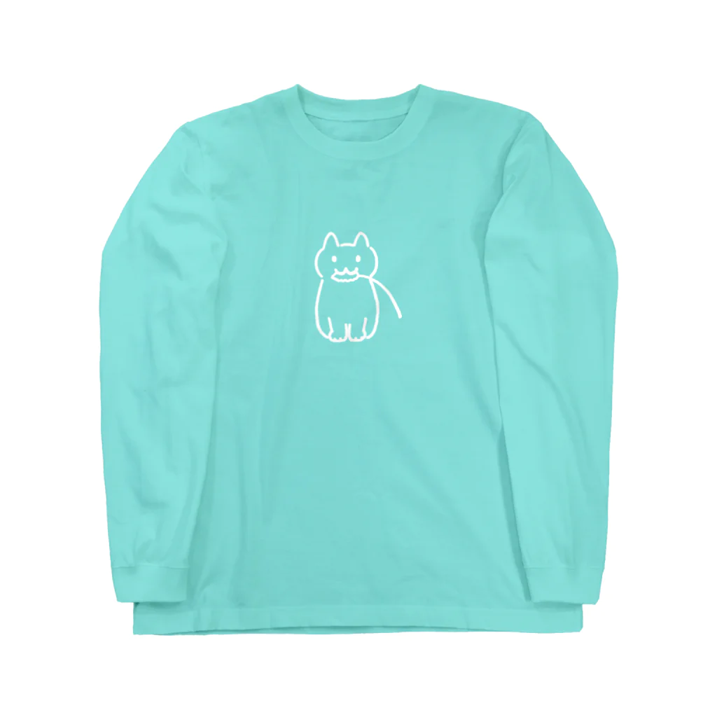 ネコトシアワセのねこじゃらしとネコ　シンプルTシャツ （白プリント） Long Sleeve T-Shirt