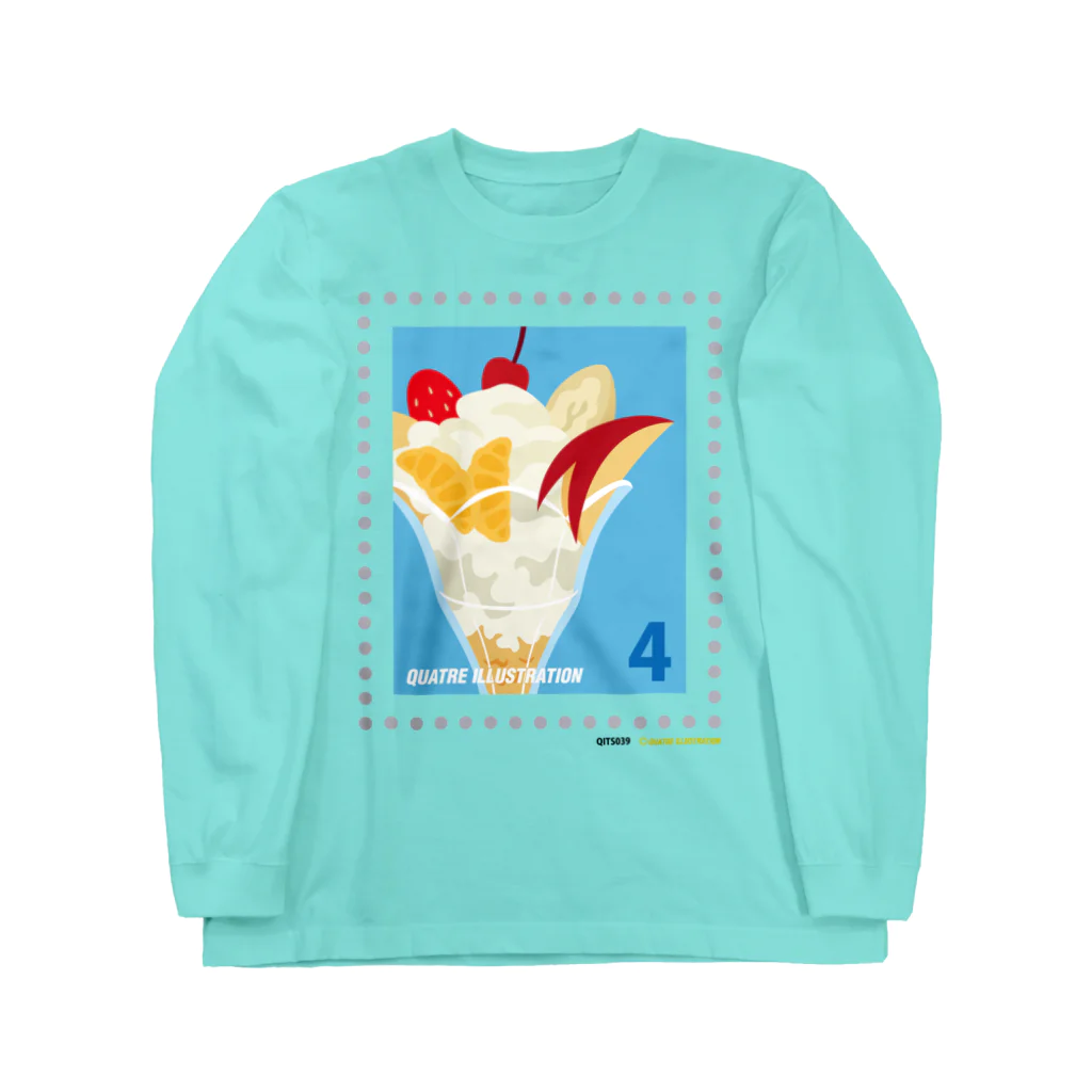 Quatre Illustrationのキャトル切手_フルーツパフェ Long Sleeve T-Shirt