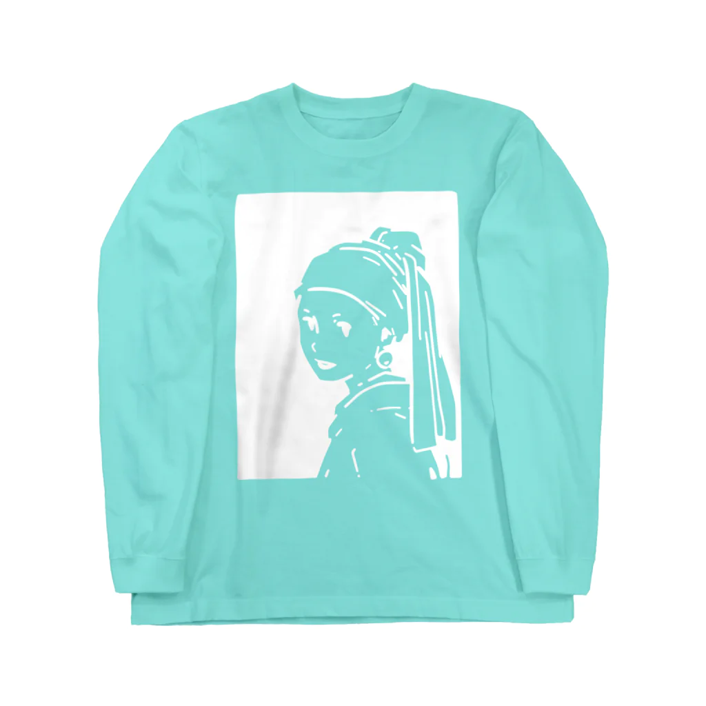 山形屋米店の【白プリント】真珠の耳飾りの少女 Long Sleeve T-Shirt