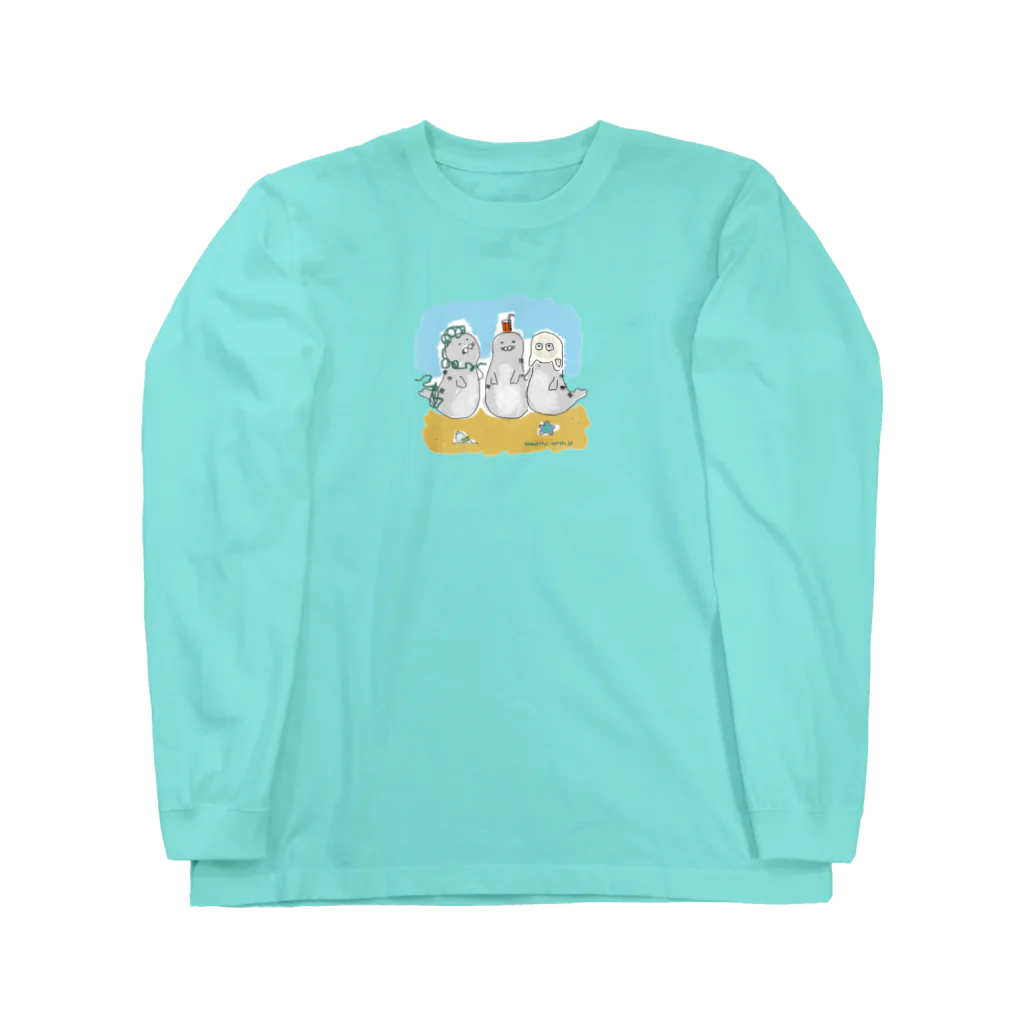 Beautiful Earthの海ゴミに悩むアザラシ3兄弟 Long Sleeve T-Shirt