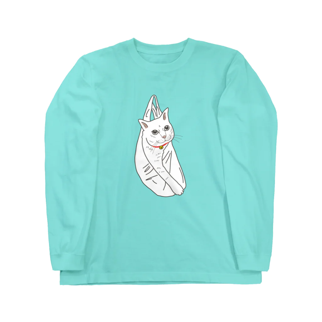 小鳥と映画館のビニール袋に入った猫 Long Sleeve T-Shirt