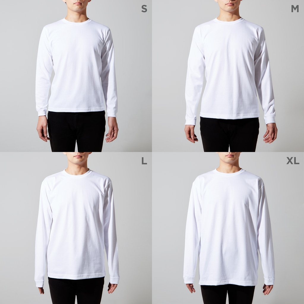 🐸かえるさんと仲間たち🐸のはなのたば（白） Long Sleeve T-Shirt: model wear (male)