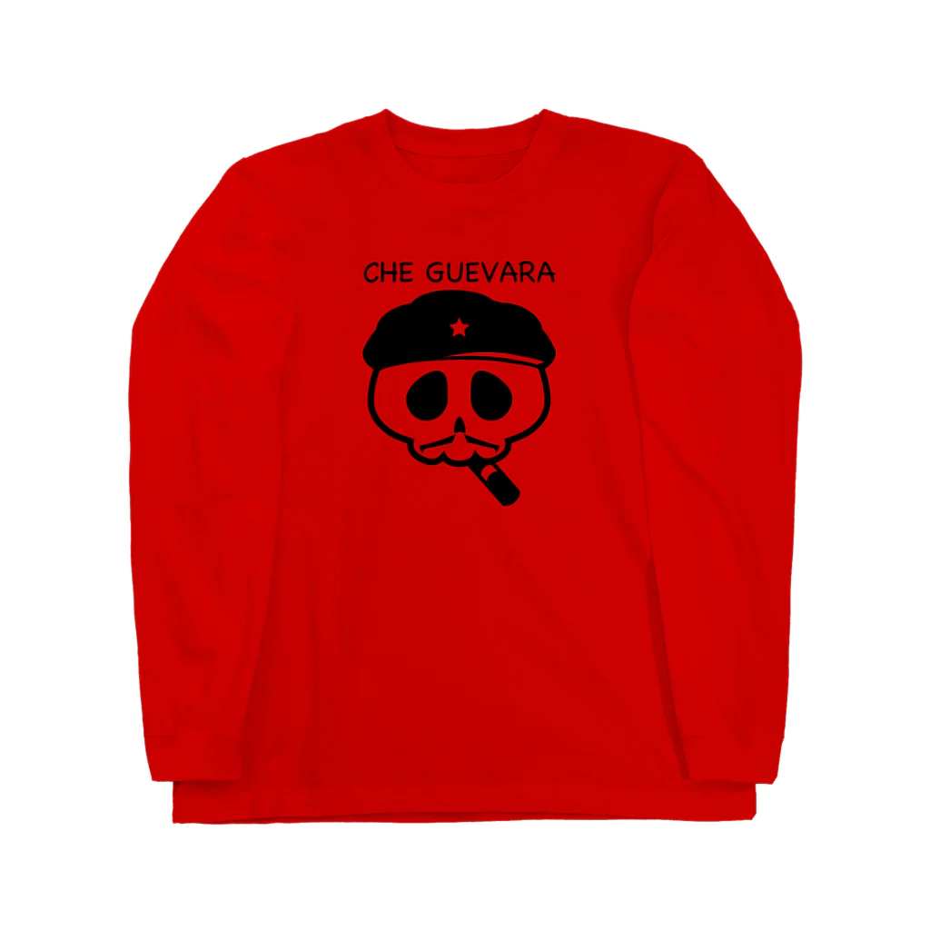 QUQU_WORKSのチェ・ゲバラスカル ブラック Long Sleeve T-Shirt