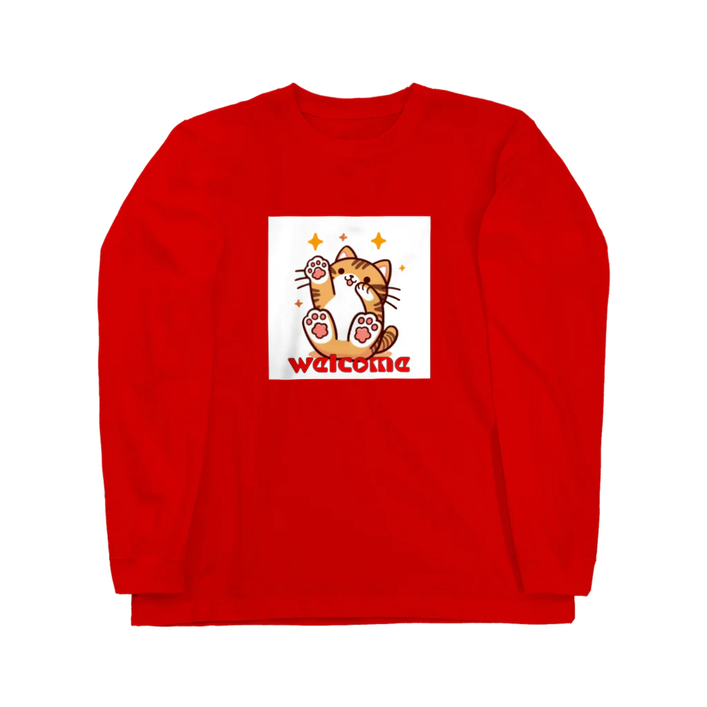 kk-welcomeの楽しく笑う肉球の猫ちゃんⅡ Long Sleeve T-Shirt