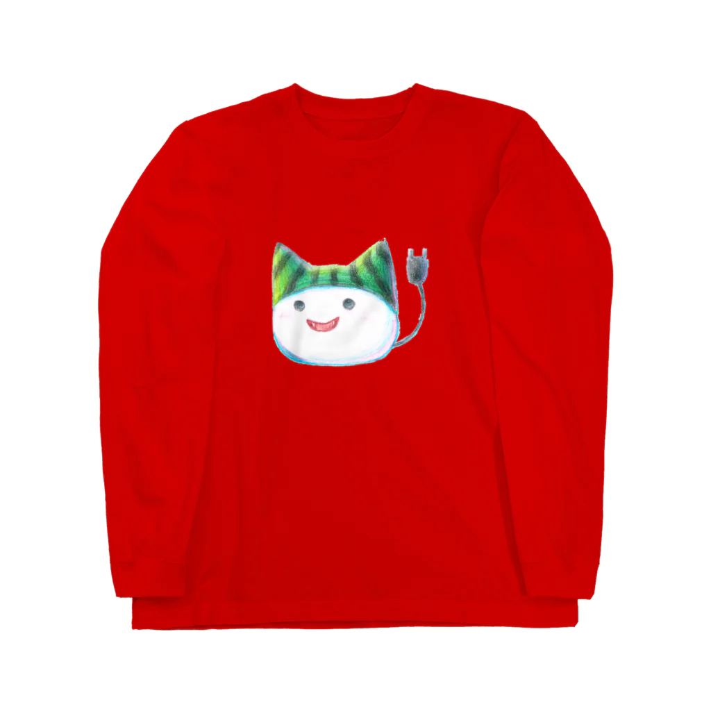 ねこさん爆発ショップのスイカ帽子ねこさん Long Sleeve T-Shirt