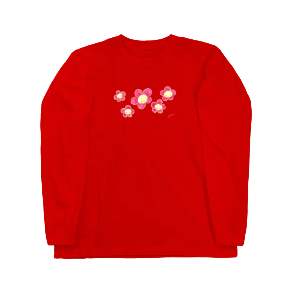 ようなぴしょっぴんぐまーとのにこにこフラワー赤 Long Sleeve T-Shirt