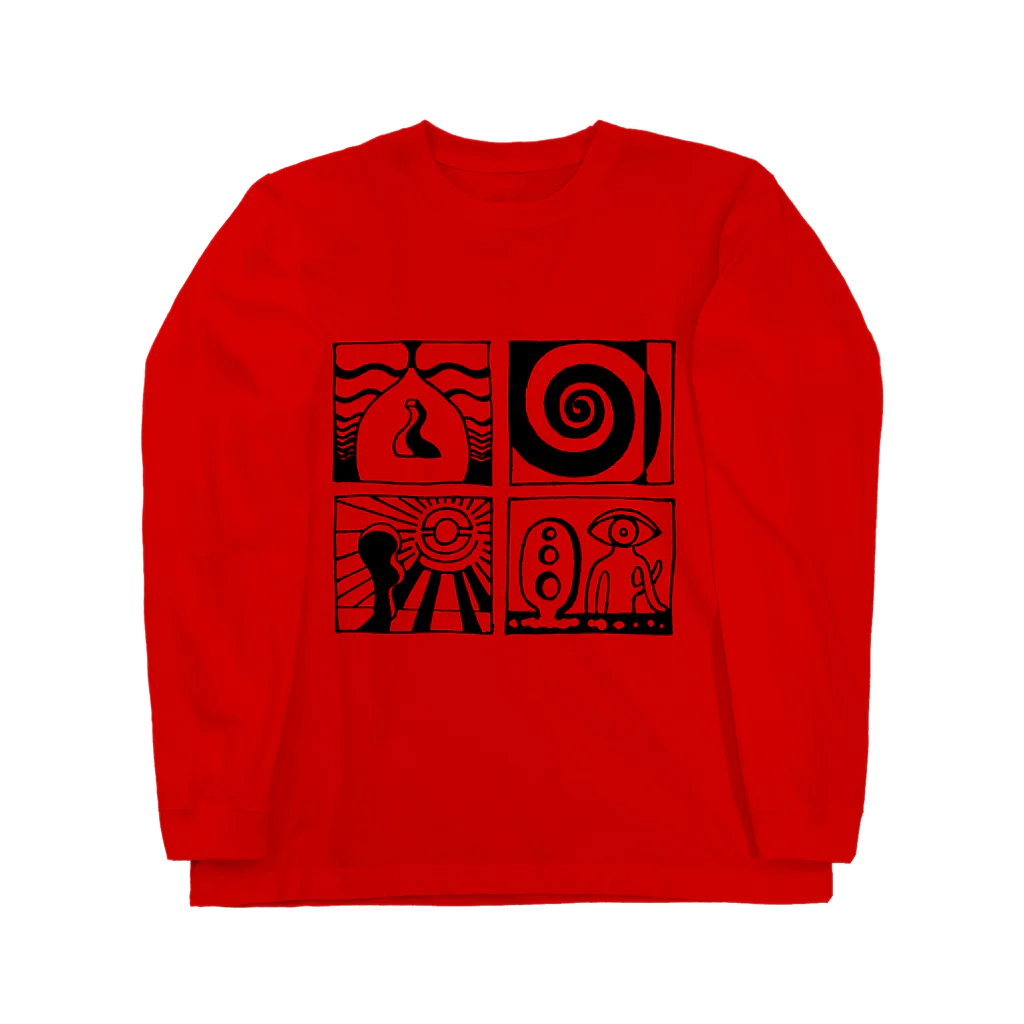 太陽の眼の太陽の眼 文字絵(黒/前面) Long Sleeve T-Shirt