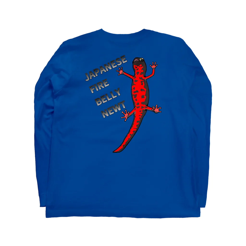 LalaHangeulのJAPANESE FIRE BELLY NEWT (アカハライモリ)　　バックプリント Long Sleeve T-Shirt :back