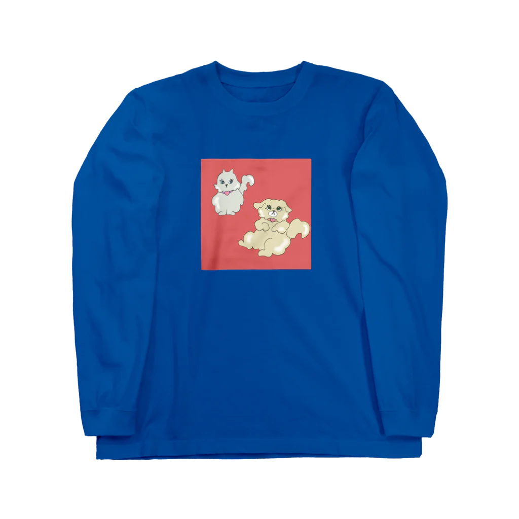 Hinanochin.shopのa cat and a dog ロングスリーブTシャツ